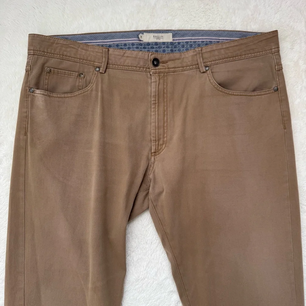 Ballin Pants Men 40x27 British Tan Chino Pima Cotton Modern‎ Fit 5-Pocket Casual